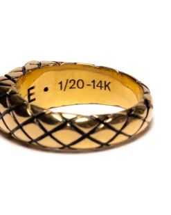 MAPLE Quilted Signet Ring Slim 14K Gold Plated><noscript><img width=