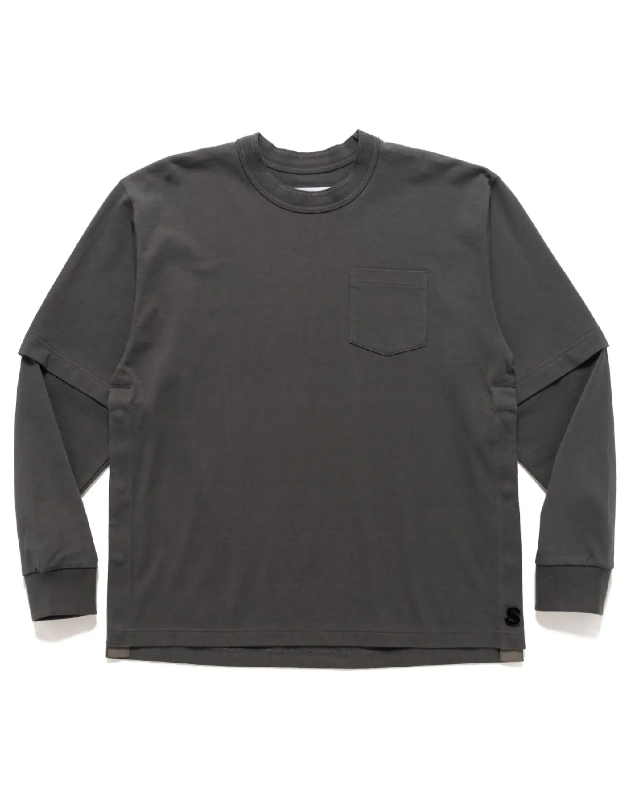 sacai S Cotton Jersey L/S T-Shirt C/Gray>Men T-Shirts