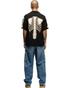 KAPITAL Silk Rayon Bone Aloha Shirt Black><noscript><img width=