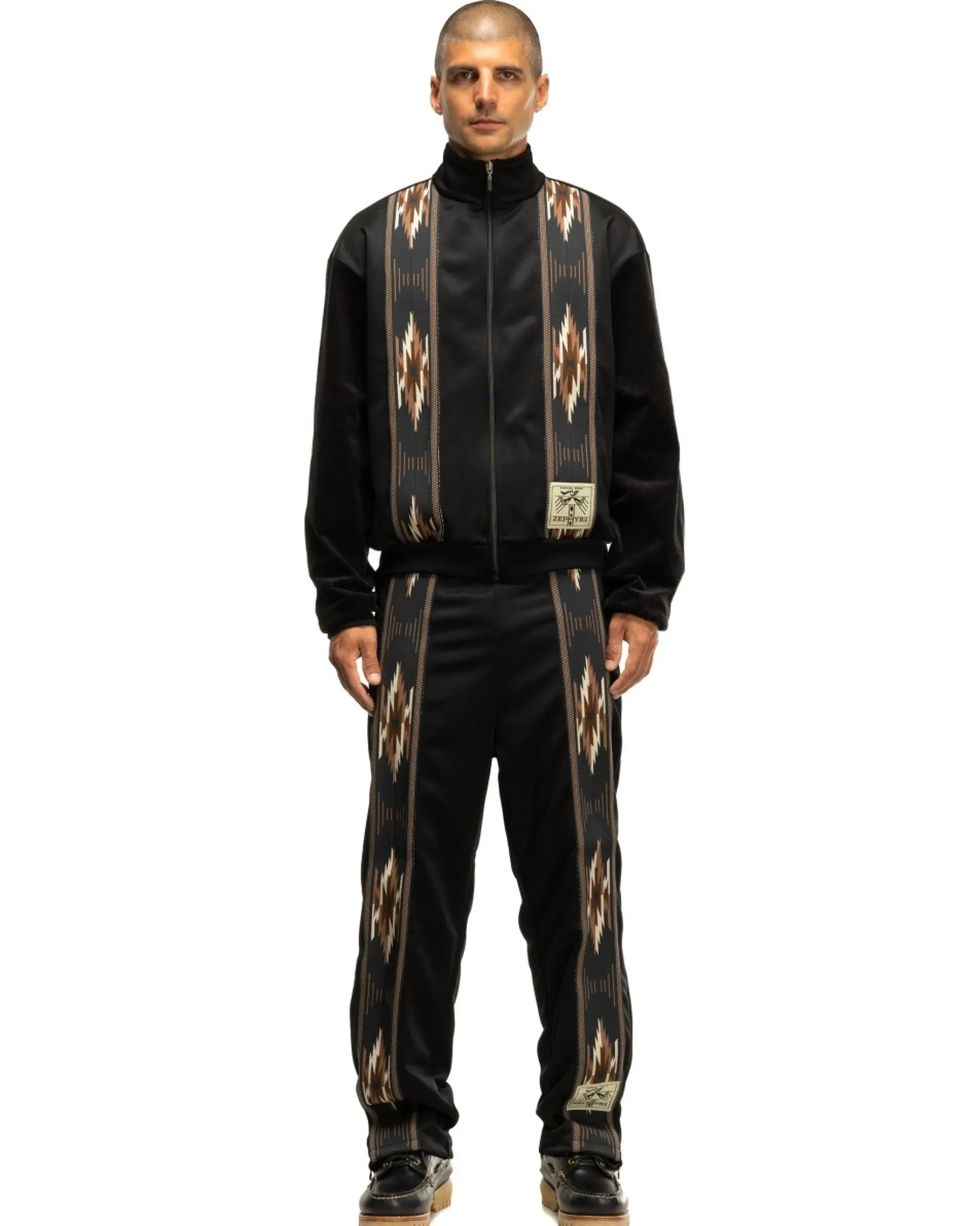 KAPITAL Smooth Jersey Kochi & Zephyr Track Jkt Black>Men Outerwear