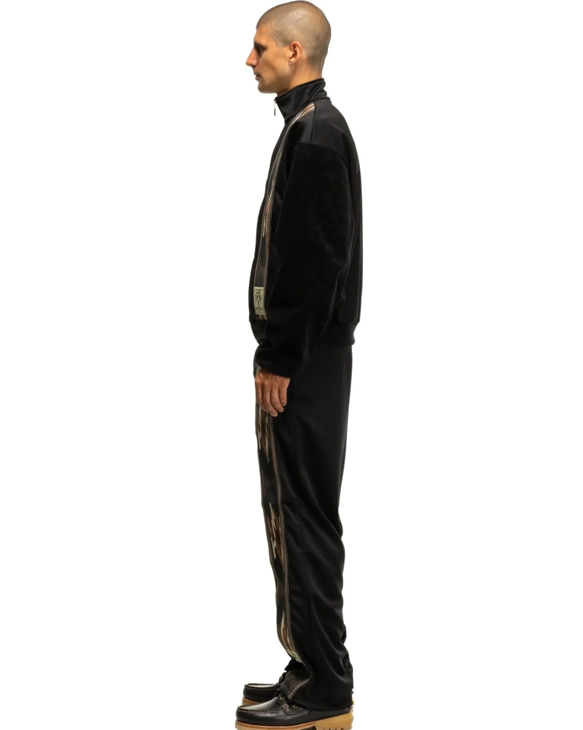 KAPITAL Smooth Jersey Kochi & Zephyr Straight Pants (Front Line) Black>Men Bottoms