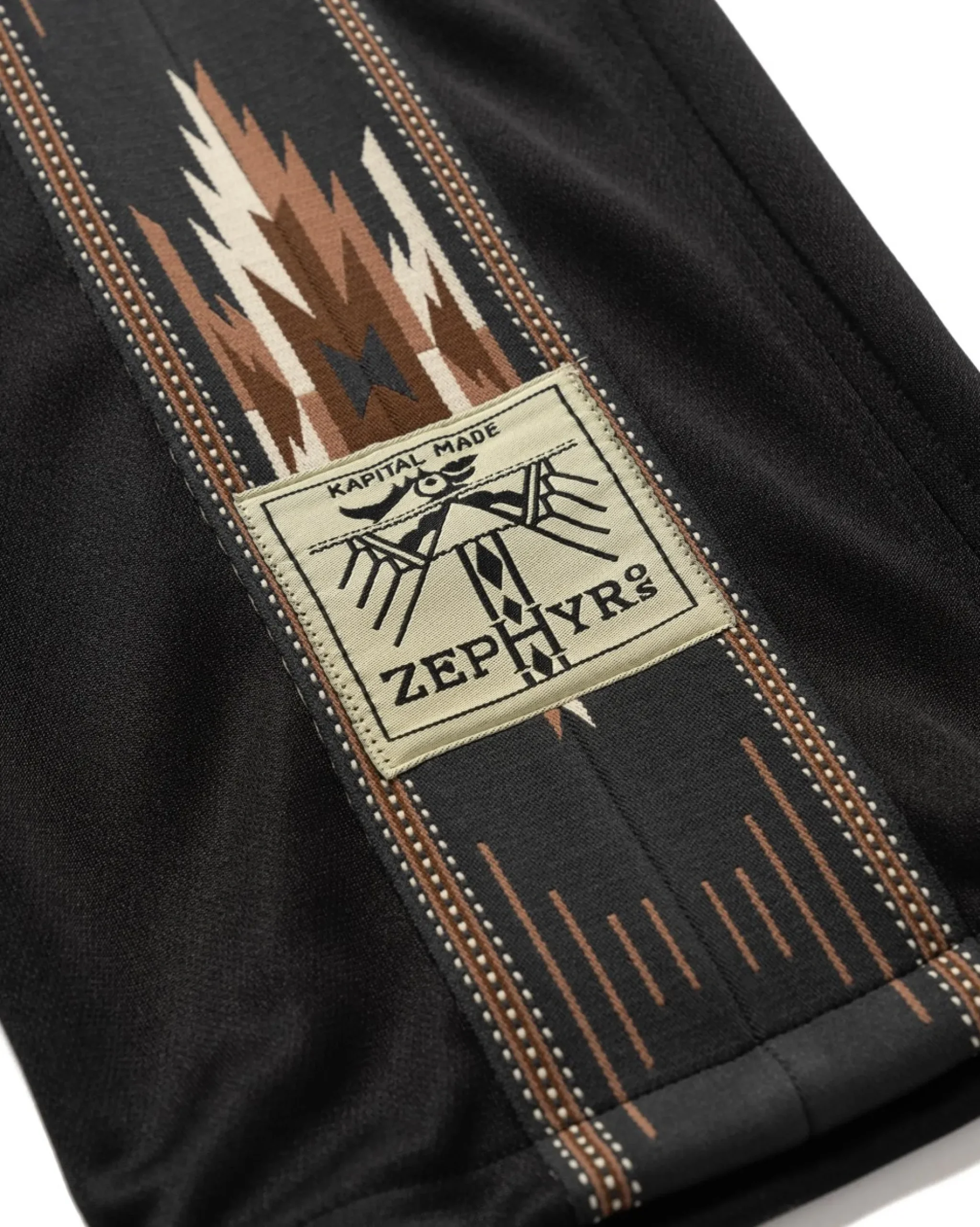 KAPITAL Smooth Jersey Kochi & Zephyr Straight Pants (Front Line) Black>Men Bottoms