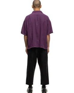KAPITAL Soft Linen Open Collar Big Shirt Purple><noscript><img width=