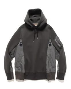 sacai Sponge Sweat X Nylon Twill Hoodie C/Gray X C/Gray>Men Sweaters