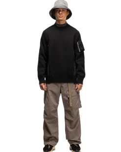 sacai Sponge Sweat X Nylon Twill Pullover Black X Black>Men Sweaters
