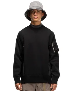 sacai Sponge Sweat X Nylon Twill Pullover Black X Black><noscript><img width=