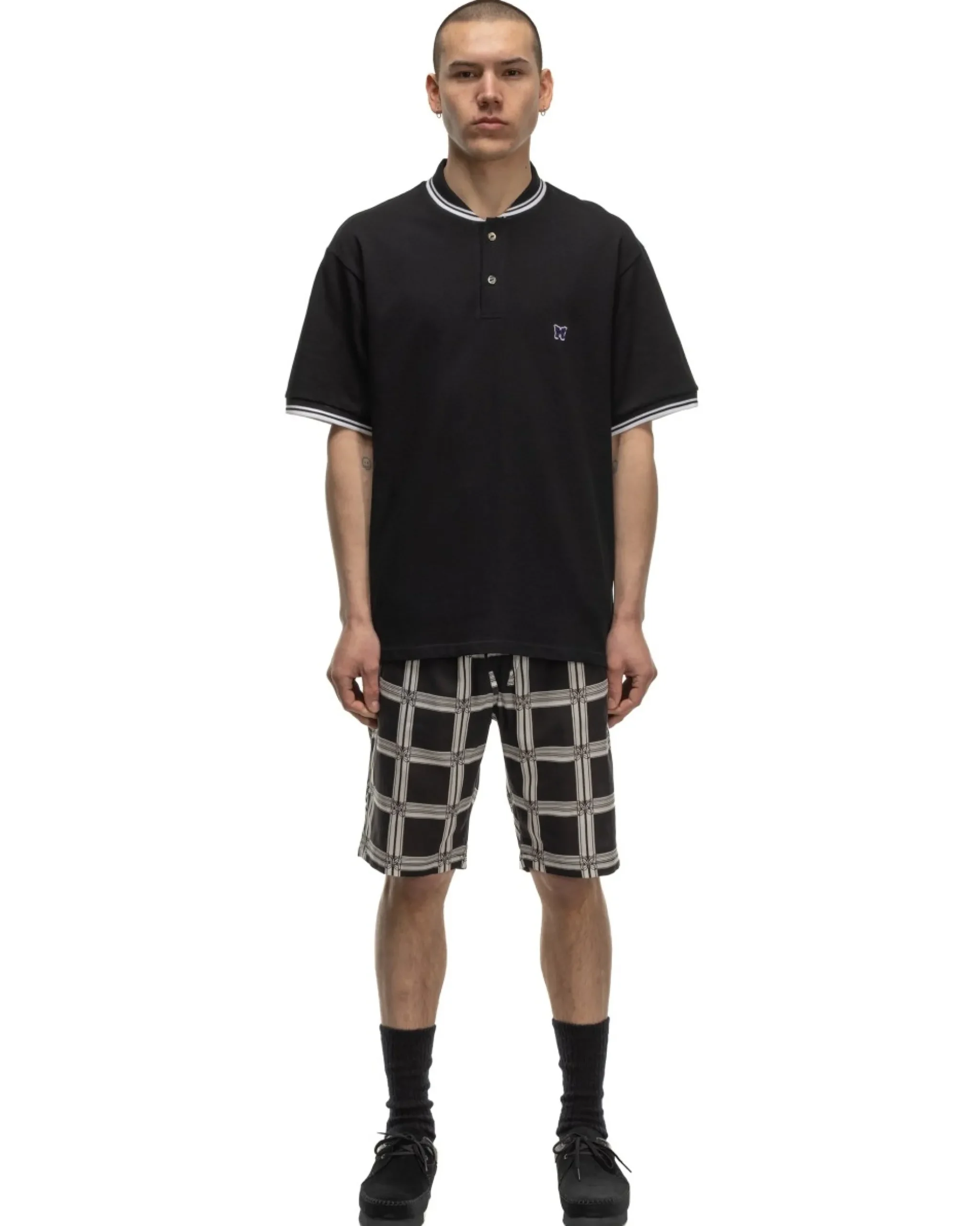 Needles String Cowboy Short-R/C Lawn Cloth/Papillon Plaid Black>Men Shorts