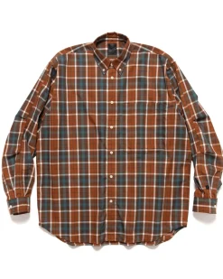 Daiwa Tech Button Down Shirts L/S Tartan Plaids Brown>Men Shirts