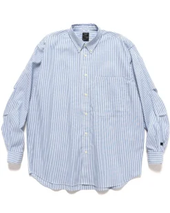 Daiwa Tech Button Down Shirts L/S Stripe Sax>Men Shirts