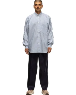 Daiwa Tech Button Down Shirts L/S Stripe Sax>Men Shirts
