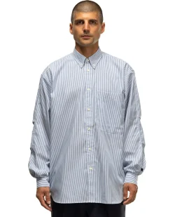 Daiwa Tech Button Down Shirts L/S Stripe Sax><noscript><img width=