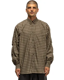 Daiwa Tech Button Down Shirts L/S Mini Plaids Olive><noscript><img width=