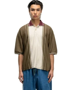 KAPITAL Tequila Jacquard Jersey Box Polo Brown><noscript><img width=