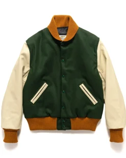 Engineered Garments Varsity Jacket Wool Melton Olive>Men Outerwear