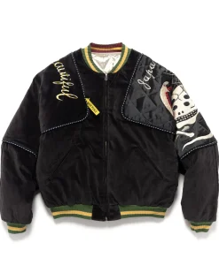 KAPITAL Velveteen Sham Bomber Jkt (Rainskull&Snake) Black>Men Outerwear