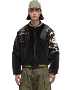 KAPITAL Velveteen Sham Bomber Jkt (Rainskull&Snake) Black><noscript><img width=
