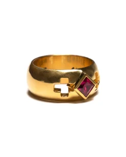 MAPLE Wednesday 14K Gold Plated/Ruby>Men Accessories