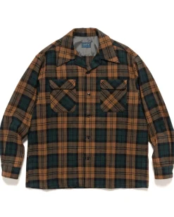 KAPITAL Wool Check Board Shirt Brown>Men Shirts