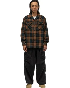 KAPITAL Wool Check Board Shirt Brown>Men Shirts