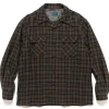 KAPITAL Wool Check Board Shirt Khaki>Men Shirts