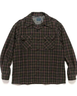 KAPITAL Wool Check Board Shirt Khaki>Men Shirts