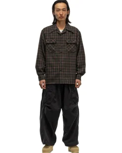 KAPITAL Wool Check Board Shirt Khaki>Men Shirts