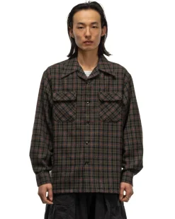KAPITAL Wool Check Board Shirt Khaki><noscript><img width=