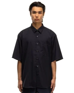 Sophnet. Wool S/S Regular Collar Baggy Shirt Navy><noscript><img width=