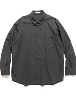 ATON Wool Tropical Standard Shirt Gray>Men Shirts