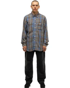 Engineered Garments Work Shirt Cotton Heavy Twill Plaid Blue>Men Shirts